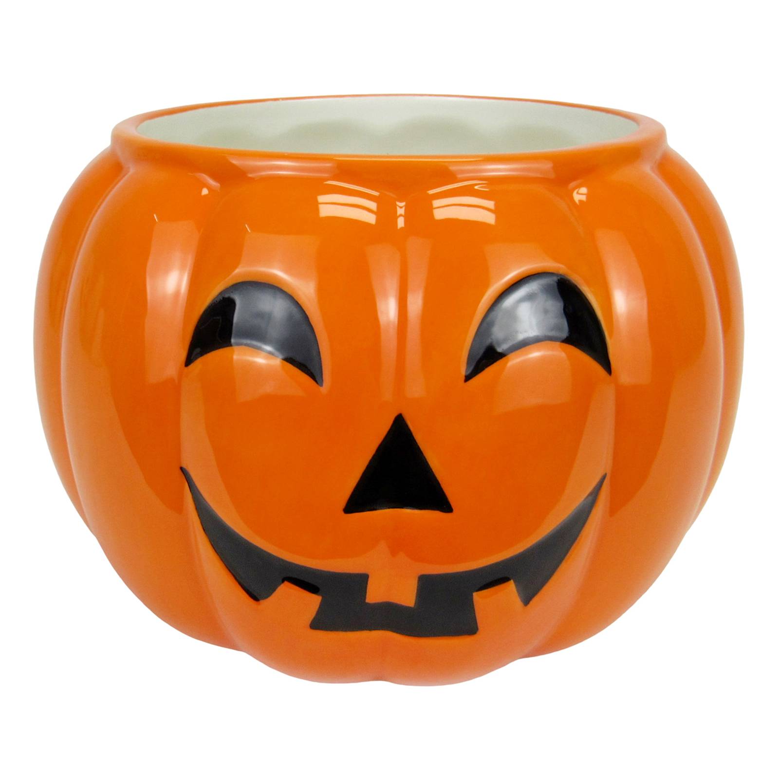 Tricky Treats Orange Ceramic Jack o #39 Lantern Planter 9 quot At Home