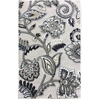 Arrington Floral Chenille High/Low Textured Accent Rug Ivory Floral, 2x4
