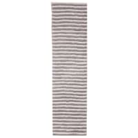 (A368) Microfiber Silver Toned Striped High/Low Rug, 2x7