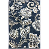 Arrington Floral Chenille High/Low Textured Accent Rug Navy Floral, 2x4