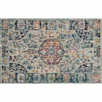 (B518) Luna Navy Multi Area Rug With Fringe, 3x5