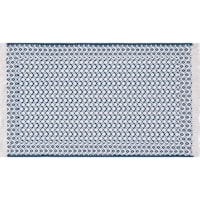 Brooklyn Hand Woven Teal White Accent Rug With Fringe, 2x4