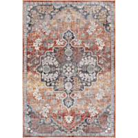 (B638) Edwina Spice & Blue Woven Area Rug, 5x7