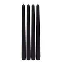 4-Pack Black Unscented Overdip Taper Candles, 10"
