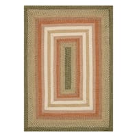 (D69) Lucius Green Multi-Colored Braided Area Rug, 5x7