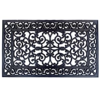 Scrollwork Black Rubber Doormat, 22x36