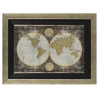 24X36 World Map Framed Textured