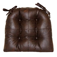 Nubuck Brown Faux Leather Quarter Panel Dining Chair Cushion with Ties