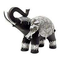Black & Silver Elephant Figurine, 10"
