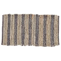Woven Natural Jute & Grey Cotton Accent Rug, 20x34