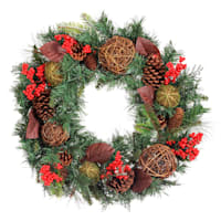 Berries, Pinecones & Twig Ornaments Wreath, 24"