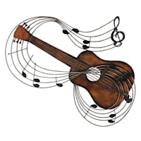 Metal Copper Music Guitar Wall Art, 20"
