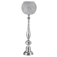 Oversized Silver Crystal Globe Candle Holder, 37"