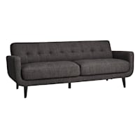 Providence Chesterfield Brown Faux Leather Tufted Sofa, 79"