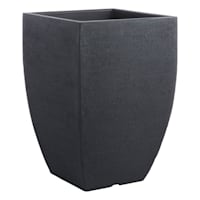 Japi All-Weather Black Lead Modern Square Outdoor Planter, Medium