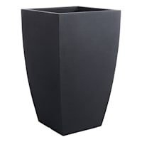 Japi All-Weather Black Lead Modern Square Outdoor Planter, Large