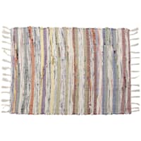 Multicolored Pastel Chindi Fringe Accent Rug, 20x30