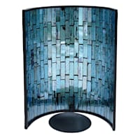 Metal Wall Sconce with Blue Tiled Mosaic Glass, 10"