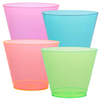 Neon Pink Green Orange Blue 9oz Plastic Tumbler Party Dimensions