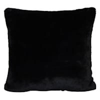 Bristol Black Faux Fur Oversized Throw Pillow, 24"