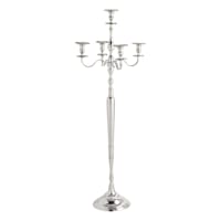Oversized Metallic Silver 5-Arm Candelabra, 59"