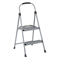 2-Step Grey Metal Folding Step Ladder