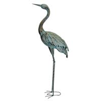 Metal Crane Outdoor Garden Statue, 43"
