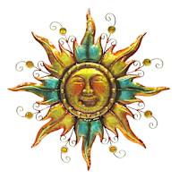 Two-Tone Metal Sun Face Outdoor Wall Decor, 22.7"