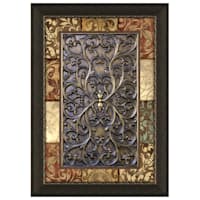 Glass Framed Alicia Patchwork Medallion Panel Framed Matted Wall Art, 24x36