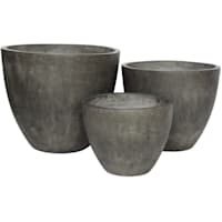 Dark Grey Concrete Egg Shape Outdoor Planter with Natural Smooth Finish, Medium