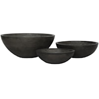 Dark Grey Concrete Round Bowl with Natural Smooth Finish, Medium