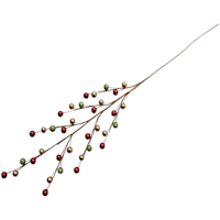 Set of 3 Red, Green & Gold Berry Sprays, 19"