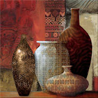 Red Textured Vases Canvas Wall Art, 18"