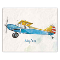 20X16 Blue/Yellow Airplane Canvas Wall Art
