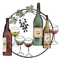 Wine Bottle Round Metal Wall Art, 26"