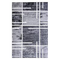 (B324) Gray Abstract Square Area Rug, 5x7