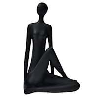 Matte Black Yoga Pose Sculpture, 14"