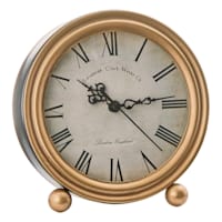 Metal with Gold Finish Round Table Clock, 6"