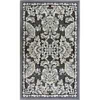 Arrington Grey & Taupe Traditional Floral Washable Accent Rug, 26x45