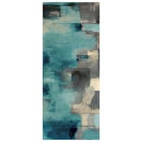 Downtown Blue Rain Canvas Wall Art, 24x58