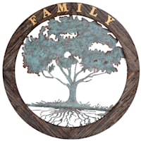 Wooden Framed Metal Family Tree Wall Art, 34"