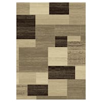 (B446) Romance Tan & Brown Geometric Area Rug, 5x7
