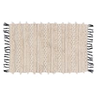 Giovanni Natural & Black Cotton Accent Rug with Fringe, 2x4