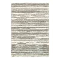 (A345) Lizzy Grey & Ivory Shag Area Rug, 5x8