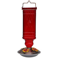 Square Glass Bottle Hummingbird Feeder, 24oz