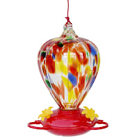 Red Glass Balloon Hummingbird Feeder, 32oz