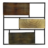 12X12 Metal Wood Brown Asymmetry Plank Wall Decor