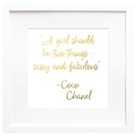 Glass Framed Chanel Typography Wall Art, 19"