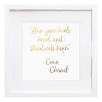 QUOTE, Keep Your Heels Head And Standards High,Chanel Wall Art,Girls Room  Decor,Fashion Print,Fashio Recessed Framed Print by AlexTypography