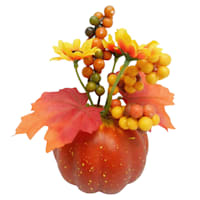 Grace Mitchell Orange Pumpkin with Sunflowers & Berries